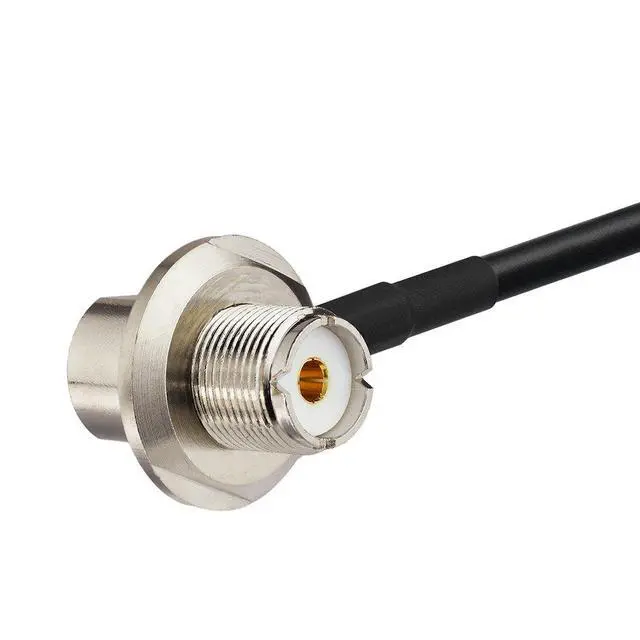 Alt view image 4 of 5 - 20ft RG58 Cable - UHF PL259 Male to SO239 Female | Right Angle Bulkhead Mount for CB, Ham, Two-Way Radio Ideal for Vehicle, Car, SUV, Truck