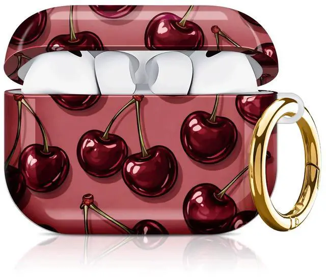 Main image of Compatible with AirPod Pro 3 Case 2025,Shockproof Hard Protective Case,Wireless Charging Compatible, Trendy Elegant Design Cover for Women Men(Cherry Background Art)