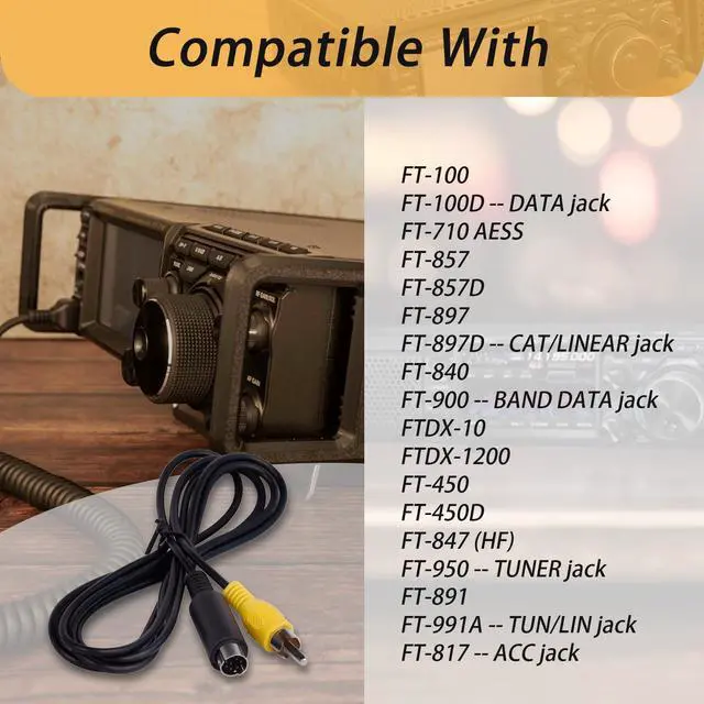 Alt view image 2 of 6 - 8-Pin Mini DIN to RCA Male Connector,1.5m/5FT,Full Braid,Plug&Play | Fit for YAESU FT-710 FT710 FT-100 FT-857 FT-450,Reserve Sufficient Space to Avoid Wire Pulling and Entanglement