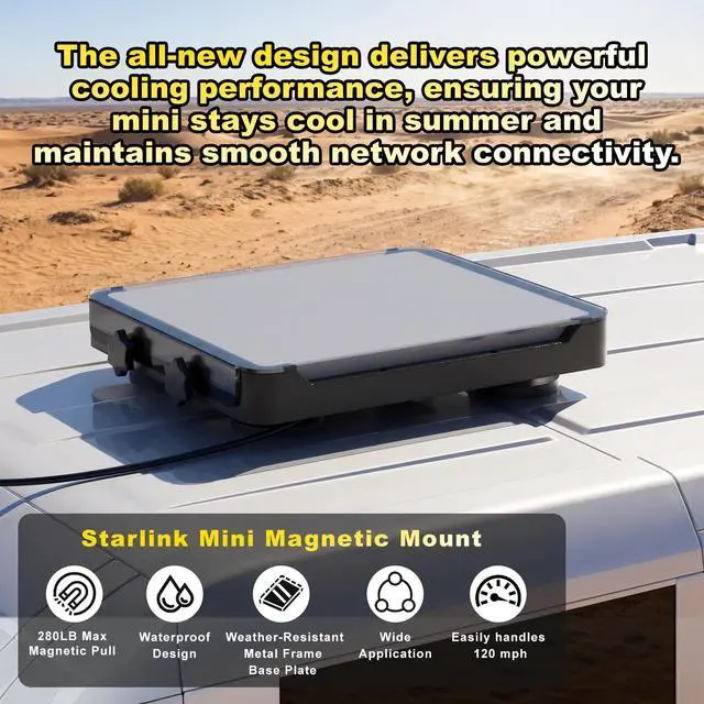 Alt view image 2 of 6 - for Starlink Mini Magnetic Roof Car Mount with Removable Protective Cover, Quick-Release Mechanism, Durable Metal Plate and Open-Base Ventilation Design, 280 lb Tensile Force