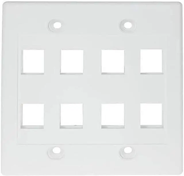 Main image of Keystone Wall Plate Double Gang 8-Port White (1 Piece Flush)