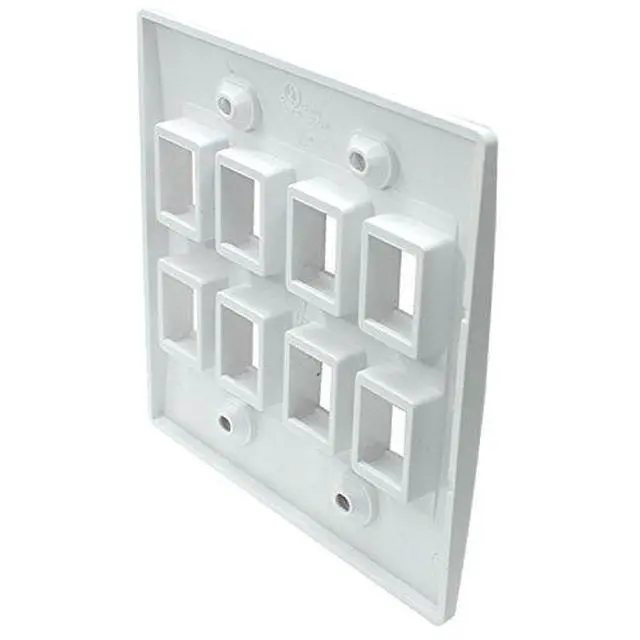 Alt view image 3 of 3 - Keystone Wall Plate Double Gang 8-Port White (1 Piece Flush)