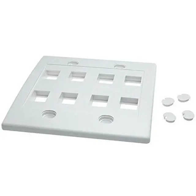 Alt view image 2 of 3 - Keystone Wall Plate Double Gang 8-Port White (1 Piece Flush)