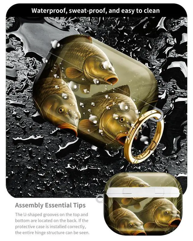 Alt view image 5 of 6 - Compatible with AirPod Pro 3 Case 2025,Shockproof Hard Protective Case,Wireless Charging Compatible, Trendy Elegant Design Cover for Women Men(Fish Underwater Realistic Art)