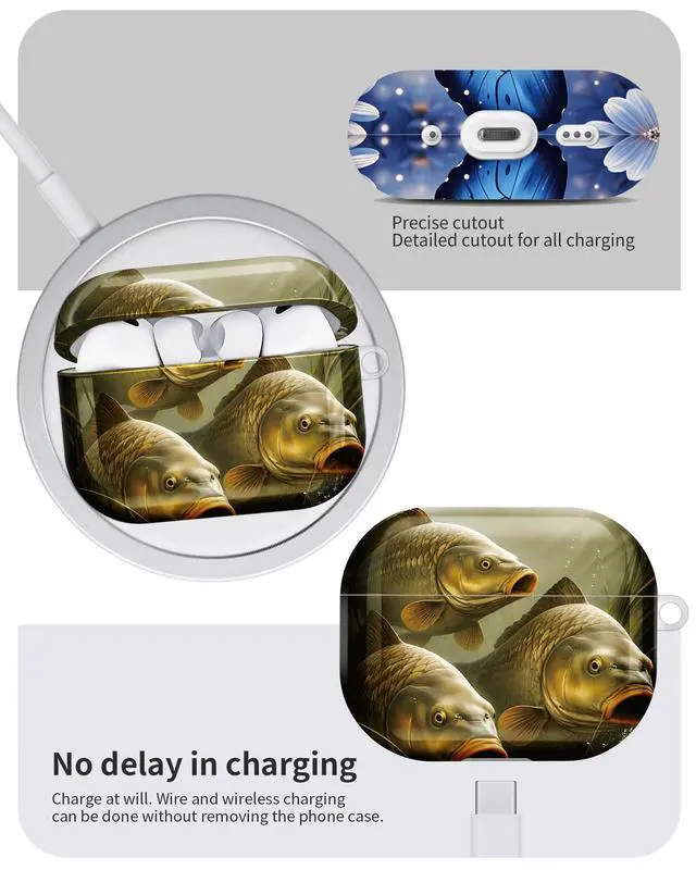 Alt view image 6 of 6 - Compatible with AirPod Pro 3 Case 2025,Shockproof Hard Protective Case,Wireless Charging Compatible, Trendy Elegant Design Cover for Women Men(Fish Underwater Realistic Art)