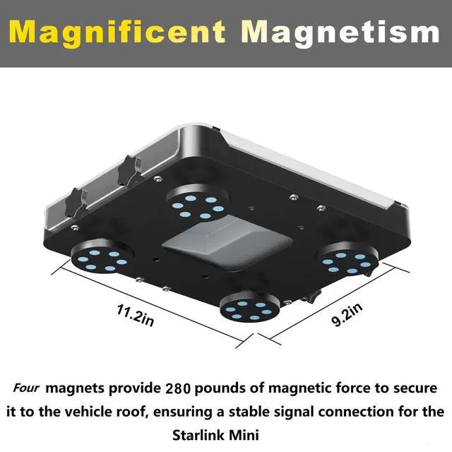 Alt view image 4 of 6 - for Starlink Mini Magnetic Roof Car Mount with Removable Protective Cover, Quick-Release Mechanism, Durable Metal Plate and Open-Base Ventilation Design, 280 lb Tensile Force