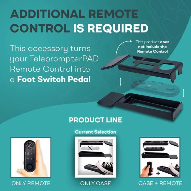 Alt view image 2 of 6 - Foot Switch Pedal Remote (Case Only) - Silent Teleprompter Remote Control Pedal for iPad iPhone Android Smartphone PC Mac - Prompter Bluetooth controller for TeleprompterPAD APP