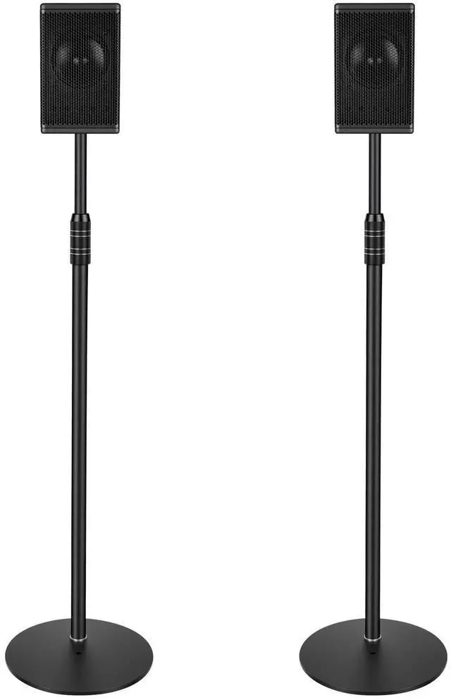 Main image of Speaker Stands, Adjustable Height from 33" to 48", 2 Packs | All Metal Speaker Stands Pair for Small SpeakersHolds up to 8.8 lbs, Easy DIY Assembly, DX-718, Black
