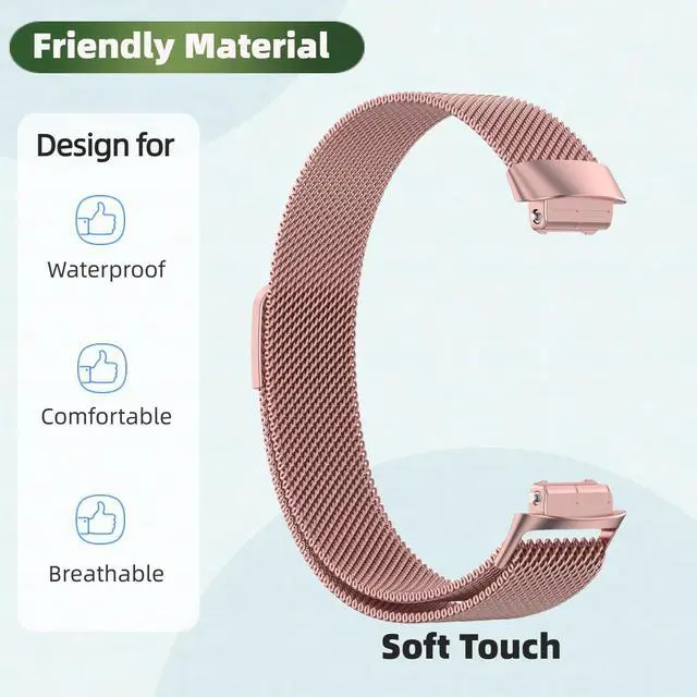 Alt view image 4 of 6 - Compatible for Fitbit Inspire 3 Bands with Case, Metal Braided Strap Magnetic Clasp, Stainless Steel Mesh, Soft TPU Bumper Cover for Men Women