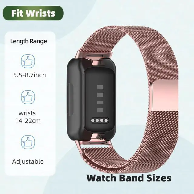 Alt view image 3 of 6 - Compatible for Fitbit Inspire 3 Bands with Case, Metal Braided Strap Magnetic Clasp, Stainless Steel Mesh, Soft TPU Bumper Cover for Men Women