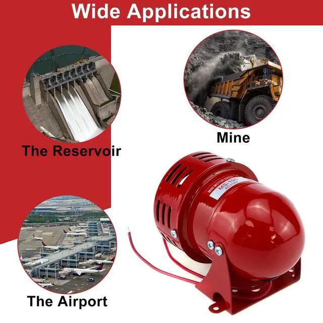 Alt view image 7 of 7 - Motor Siren Red 1Pc AC 110V 114dB Industry Electric Motor Alarm Driven Siren, Horn Sound Buzzer Alarms Bell for Home, Industries, Stores and Security Alarm System