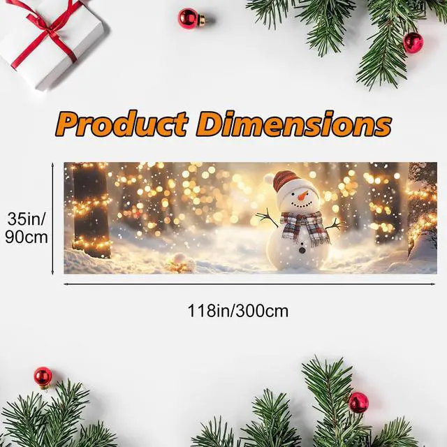 Alt view image 4 of 6 - Merry Christmas Banner Decoration New Year Outdoor Flag Indoor Home Decor Party Supplies Yard Sign Background for Photography (Snowman, 118 x 35 Inch)