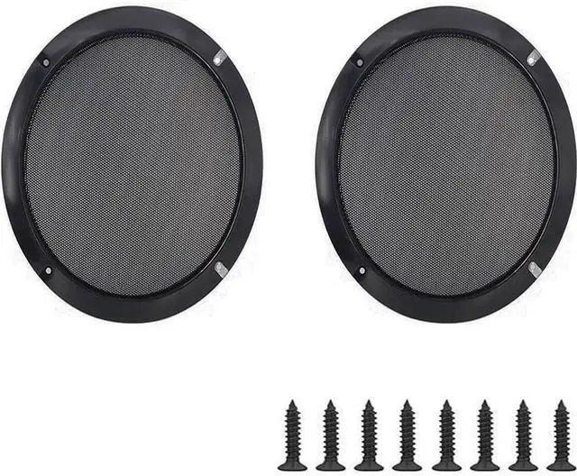 Main image of 8" Universal Speaker Grille Mesh Cover, Round Decorative Ring Woofer Protection Grille Protective Cover for Cars Home Stereo DIY Accessories Black with 8Pcs Screws - (2 Pcs)