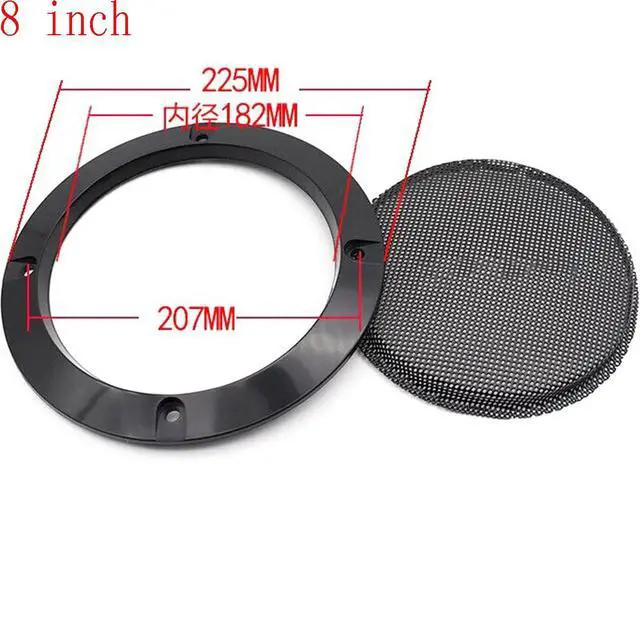 Alt view image 2 of 7 - 8" Universal Speaker Grille Mesh Cover, Round Decorative Ring Woofer Protection Grille Protective Cover for Cars Home Stereo DIY Accessories Black with 8Pcs Screws - (2 Pcs)