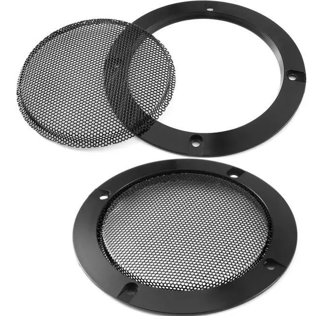 Alt view image 6 of 7 - 8" Universal Speaker Grille Mesh Cover, Round Decorative Ring Woofer Protection Grille Protective Cover for Cars Home Stereo DIY Accessories Black with 8Pcs Screws - (2 Pcs)