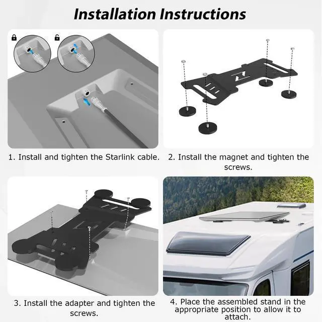 Alt view image 6 of 6 - Starlink Performance Gen 3 Mount, Starlink Performance Flat Magnetic Mount Kit with Stainless Steel Adapter, Fits RV, Boat, Metal or Roof Rails for Extreme Climates