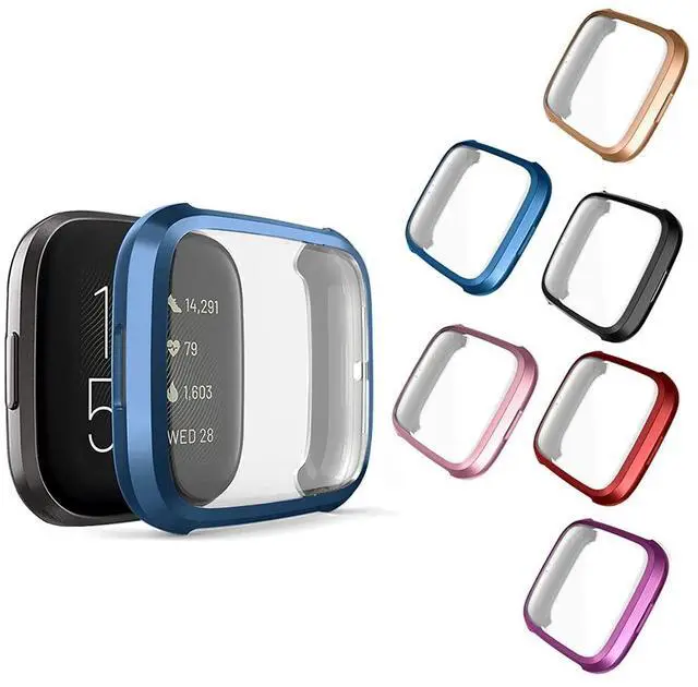 Main image of Compatible Case for Fitbit Versa 2, 6 Packs Ultra Rugged Cover Plated Case with Screen Protector, Scratch-Resist All Around Protective Accessories for Fitbit Versa 2 Smartwatch
