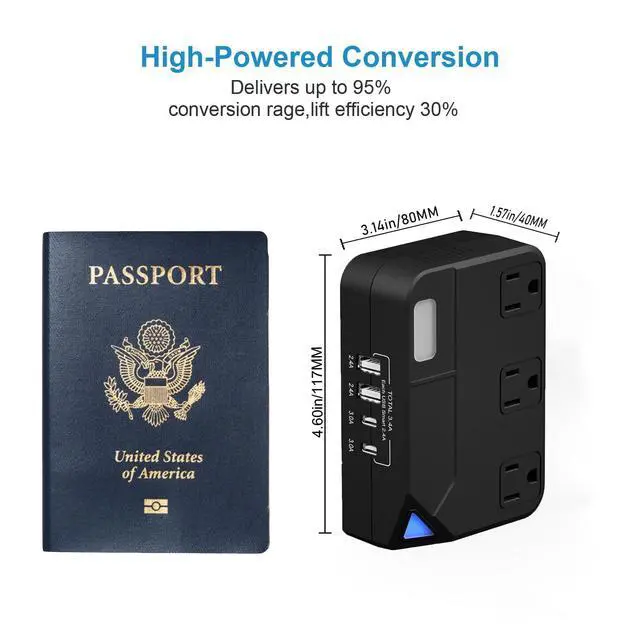 Alt view image 5 of 6 - Travel Voltage Converter Step Down, 250W International Power Adapter for Hair Straightener/Curling Iron, Including UK/US/EU/AU/IT/India Universal Plug Adapter (Black)