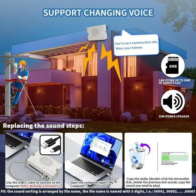 Alt view image 3 of 6 - Voice Playback Module, Y5610 Voice Sound Alarm,Sound Players, Entry Switching Serial Multi Trigger High/Low Level Control Announcer Outdoor Horns Sirens for Schools, Gyms Other Public Places