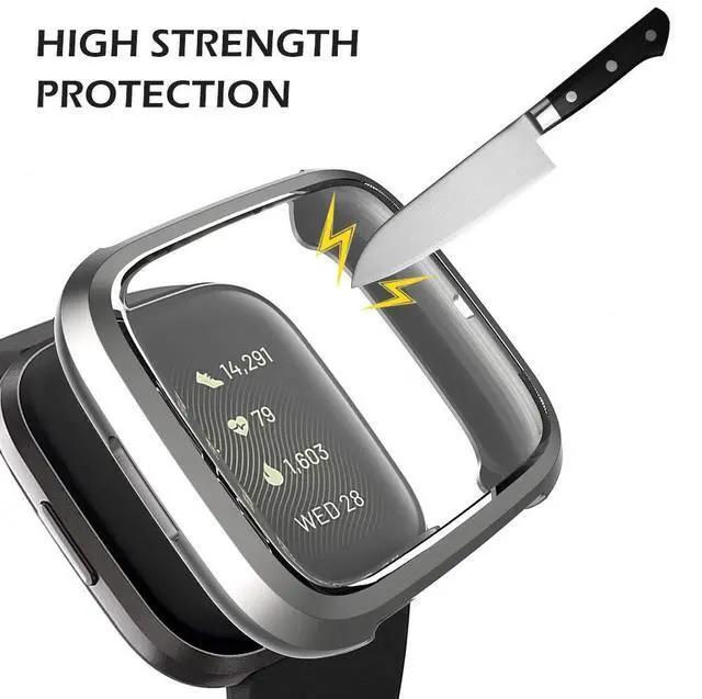 Alt view image 2 of 7 - Compatible Case for Fitbit Versa 2, 6 Packs Ultra Rugged Cover Plated Case with Screen Protector, Scratch-Resist All Around Protective Accessories for Fitbit Versa 2 Smartwatch