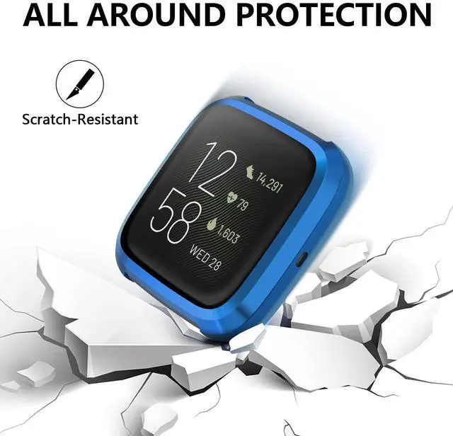 Alt view image 4 of 7 - Compatible Case for Fitbit Versa 2, 6 Packs Ultra Rugged Cover Plated Case with Screen Protector, Scratch-Resist All Around Protective Accessories for Fitbit Versa 2 Smartwatch