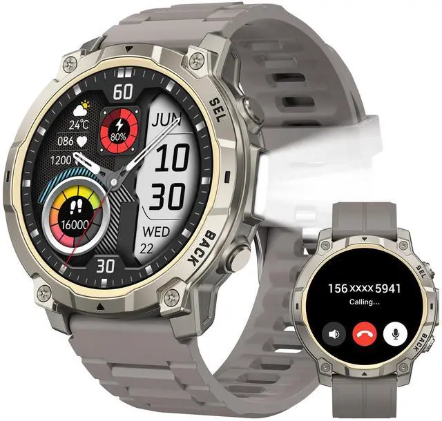 Main image of Mens Smart Watch - Bluetooth Calling, IP68, 24/7 Sleep Monitor, Fitness Step Tracker, 110 Sports Modes, for Android iOS (Light Gray, 1.51)