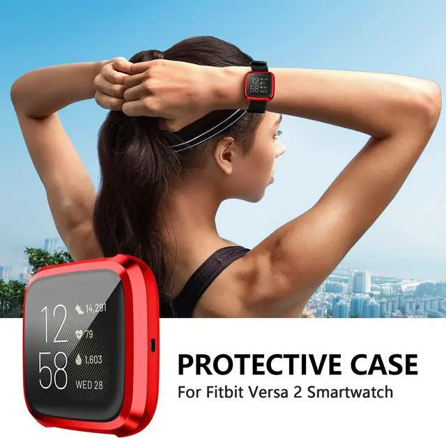 Alt view image 5 of 7 - Compatible Case for Fitbit Versa 2, 6 Packs Ultra Rugged Cover Plated Case with Screen Protector, Scratch-Resist All Around Protective Accessories for Fitbit Versa 2 Smartwatch
