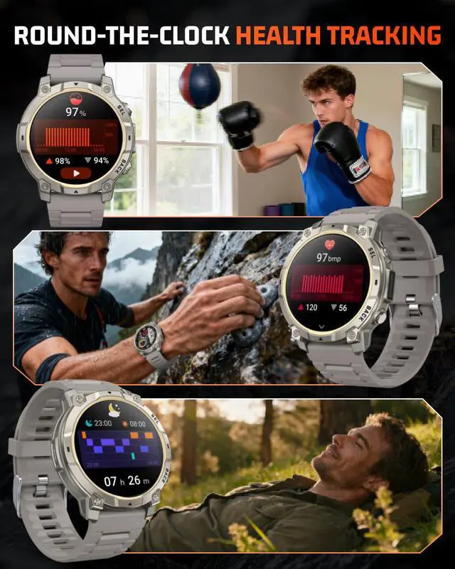 Alt view image 5 of 6 - Mens Smart Watch - Bluetooth Calling, IP68, 24/7 Sleep Monitor, Fitness Step Tracker, 110 Sports Modes, for Android iOS (Light Gray, 1.51)