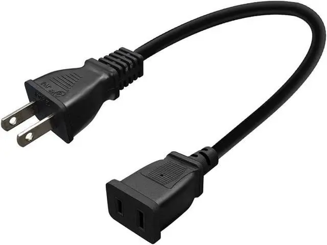 Alt view image 2 of 7 - 2-Pack USA Outlet Saver Power Extension Cord Cable 125V 10A 2-Prong 2 Outlets NEMA 5-15P to NEMA 5-15R 1.6ft/50cm