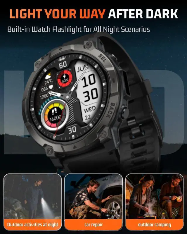 Alt view image 3 of 6 - Mens Smart Watch - Bluetooth Calling, IP68, 24/7 Sleep Monitor, Fitness Step Tracker, 110 Sports Modes, for Android iOS (Jet Black, 1.51)