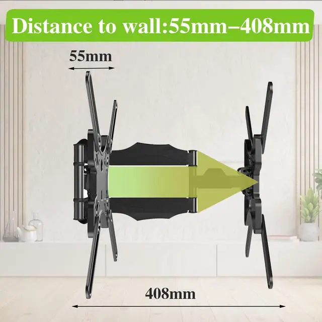 Alt view image 3 of 7 - Full Motion TV Wall Mount for Most 32-55 Inch TVs Articulating Swivel & Tilt TV Bracket Fits VESA 400x400mm, Holds up to 71 lbs