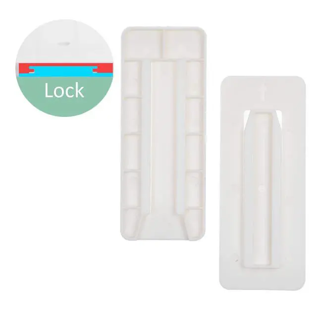 Alt view image 2 of 7 - Self Adhesive Power Strip Holder 10 Pack - No Drill Extension Block Wall Mount Fixator - Easy to Install Sliding Design - for Home, Kitchen, Office - Attaches to Wood, Plastic, Metal, Ceramic