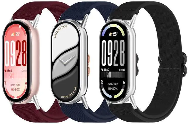 Main image of Elastic Watch Band with Metal Adapter Compatible with Xiaomi Smart Band 10/9/8 Replacement Nylon Braid Sport for Mi Band 10/9/8 for Woman Man