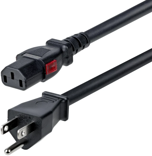 Main image of 10ft Heavy Duty Power Cord, 15A 125V, 14AWG (10FT-LC15A-POWERCORD) | NEMA 5-15P to Locking C13, UL Listed, Replacement AC Computer Power Cable