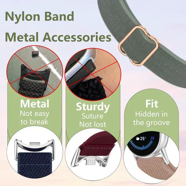 Alt view image 2 of 6 - Elastic Watch Band with Metal Adapter Compatible with Xiaomi Smart Band 10/9/8 Replacement Nylon Braid Sport for Mi Band 10/9/8 for Woman Man