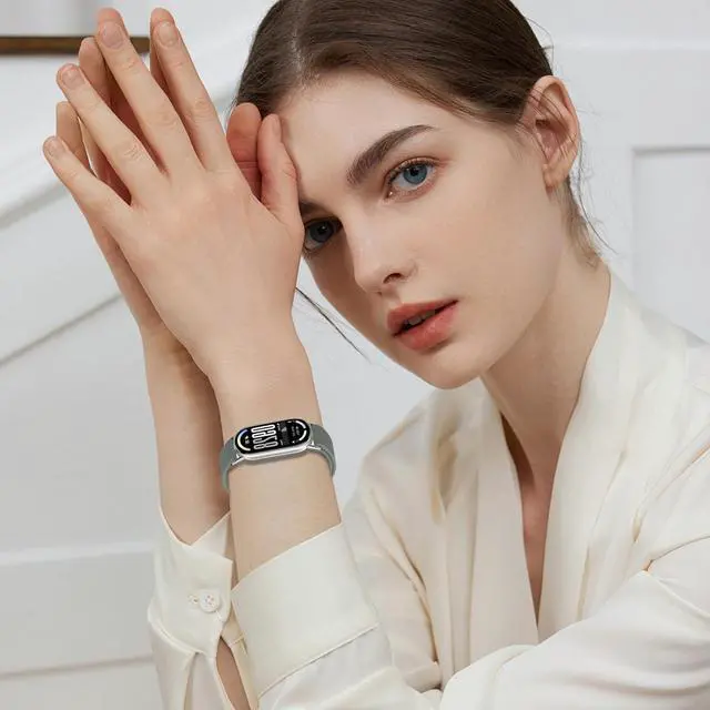 Alt view image 5 of 6 - Elastic Watch Band with Metal Adapter Compatible with Xiaomi Smart Band 10/9/8 Replacement Nylon Braid Sport for Mi Band 10/9/8 for Woman Man