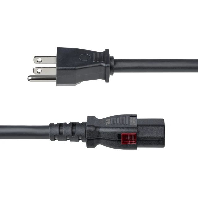 Alt view image 3 of 4 - 10ft Heavy Duty Power Cord, 15A 125V, 14AWG (10FT-LC15A-POWERCORD) | NEMA 5-15P to Locking C13, UL Listed, Replacement AC Computer Power Cable