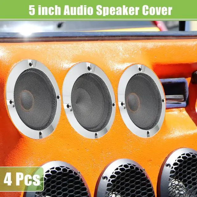 Alt view image 2 of 6 - Universal 5" Car Speaker Grills Cover Mesh Round - Pack of 4 | 5 Inch Audio Speaker Subwoofer Guard Protector Case, with Mounting Screws, Iron, Silver Tone