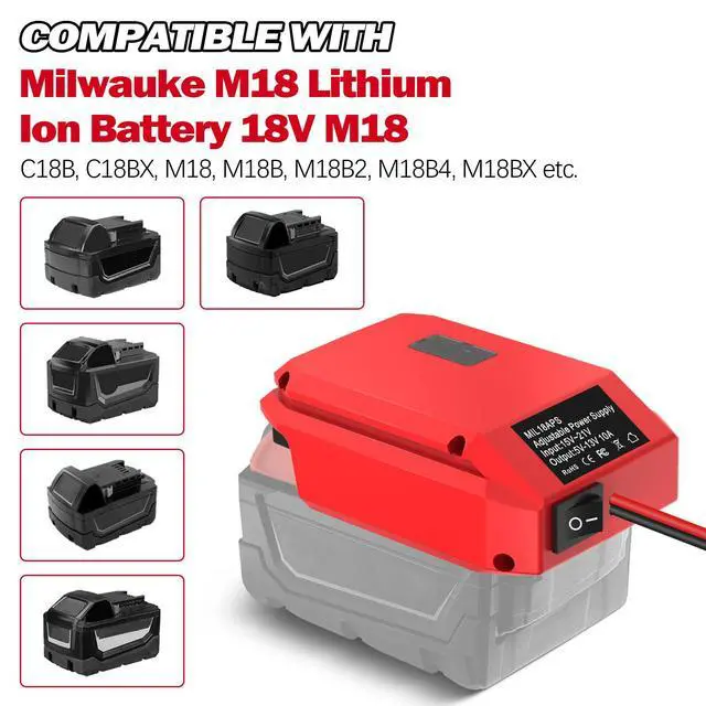 Alt view image 4 of 7 - 18V to12V Step Down Converter for Milwaukee M-18 Battery,DC Voltage Battery Power Adapter,Cigarette Lighter Adapter Perfect for upgrading Power Tools, LED Strip Lights,Robotics DIY Projects