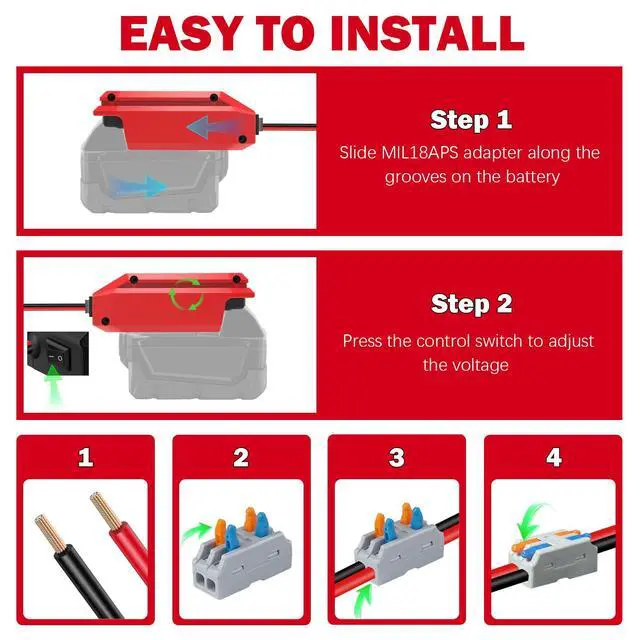 Alt view image 7 of 7 - 18V to12V Step Down Converter for Milwaukee M-18 Battery,DC Voltage Battery Power Adapter,Cigarette Lighter Adapter Perfect for upgrading Power Tools, LED Strip Lights,Robotics DIY Projects