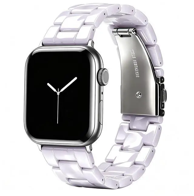 Main image of Resin Band Compatible with Apple Watch Band for Women 38mm 40mm 41mm 42mm 44mm 45mm 46mm 49mm Fashion Lightweight Strap for iWatch Series 11/10/9/8/7/6/5/4/SE/Ultra 3 2 Bracelet Wristband