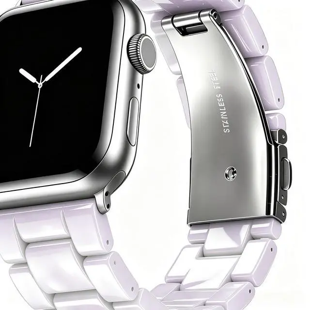 Alt view image 2 of 6 - Resin Band Compatible with Apple Watch Band for Women 38mm 40mm 41mm 42mm 44mm 45mm 46mm 49mm Fashion Lightweight Strap for iWatch Series 11/10/9/8/7/6/5/4/SE/Ultra 3 2 Bracelet Wristband