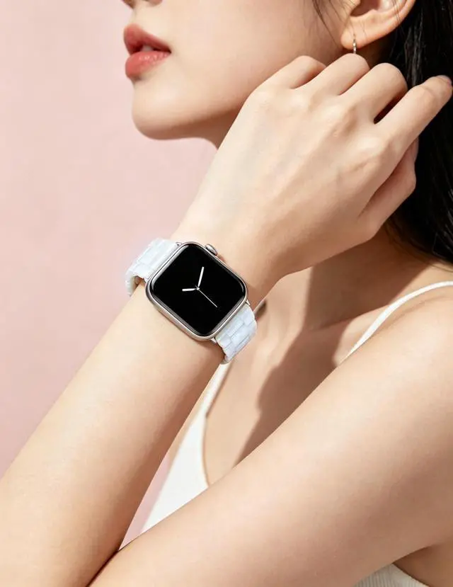 Alt view image 3 of 6 - Resin Band Compatible with Apple Watch Band for Women 38mm 40mm 41mm 42mm 44mm 45mm 46mm 49mm Fashion Lightweight Strap for iWatch Series 11/10/9/8/7/6/5/4/SE/Ultra 3 2 Bracelet Wristband