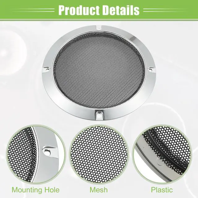 Alt view image 4 of 6 - Universal 5" Car Speaker Grills Cover Mesh Round - Pack of 4 | 5 Inch Audio Speaker Subwoofer Guard Protector Case, with Mounting Screws, Iron, Silver Tone