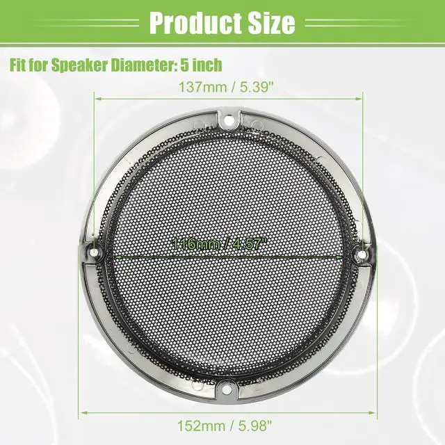 Alt view image 6 of 6 - Universal 5" Car Speaker Grills Cover Mesh Round - Pack of 4 | 5 Inch Audio Speaker Subwoofer Guard Protector Case, with Mounting Screws, Iron, Silver Tone