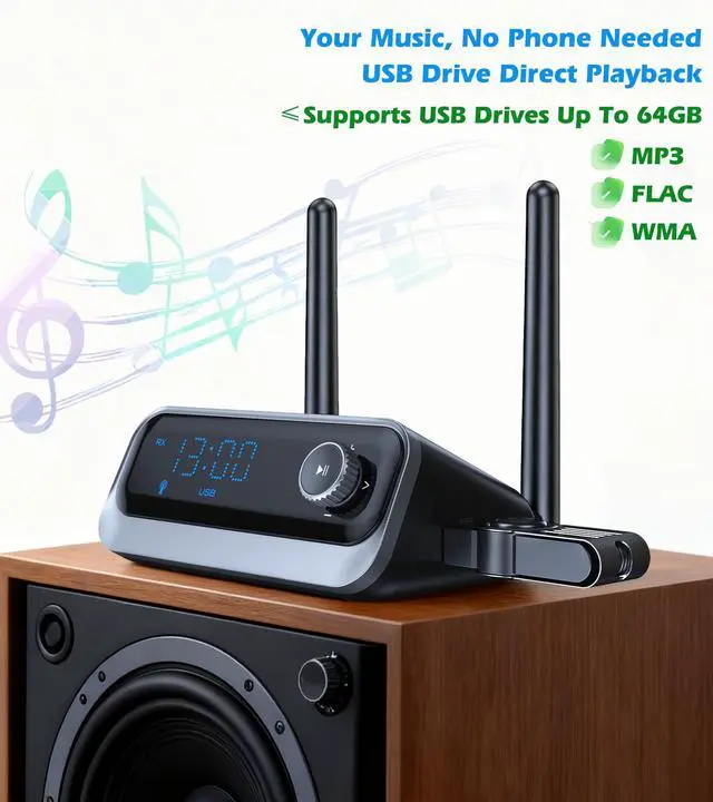 Alt view image 5 of 7 - Bluetooth Receiver for Home Stereo & Wired Speakers Audio Upgrade | Bluetooth Adapter for Stereo Receiver with Optical/Coaxial/AUX, USB Music Playback for Old Amplifier & Home Audio System