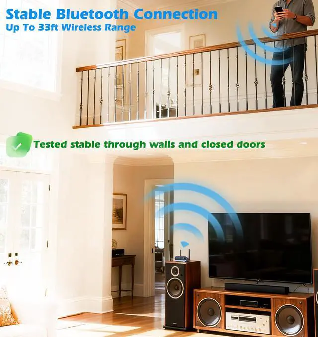Alt view image 6 of 7 - Bluetooth Receiver for Home Stereo & Wired Speakers Audio Upgrade | Bluetooth Adapter for Stereo Receiver with Optical/Coaxial/AUX, USB Music Playback for Old Amplifier & Home Audio System