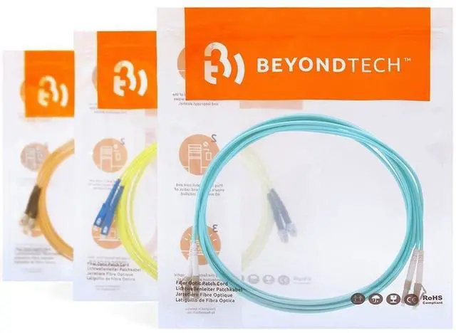 Alt view image 6 of 6 - 1m (3.28ft) ST to ST Fiber Patch Cable (2-Pack) UPC Multimode Duplex Fiber Optic Cable 50/125µm core, Compatible with OM2 LSZH PUREOptics Series