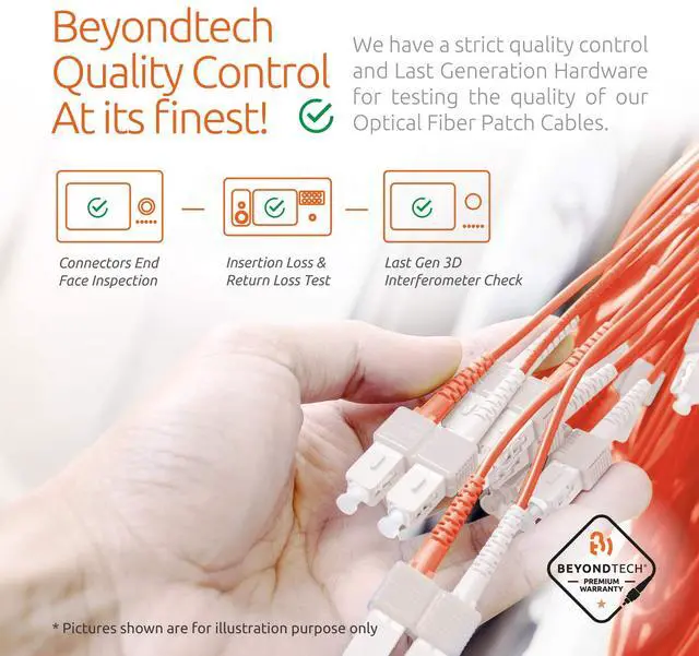 Alt view image 5 of 6 - 1m (3.28ft) ST to ST Fiber Patch Cable (2-Pack) UPC Multimode Duplex Fiber Optic Cable 50/125µm core, Compatible with OM2 LSZH PUREOptics Series