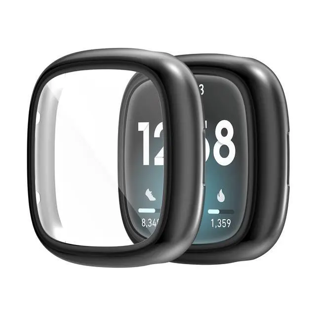 Alt view image 2 of 7 - Compatible with Fitbit Sense 4/Versa 2 Screen Protector Case Soft Plated TPU All Around Scratch-Proof Screen Protector Cover Shockproof case for Fitbit Sense 2/Versa 4 (3pcs)